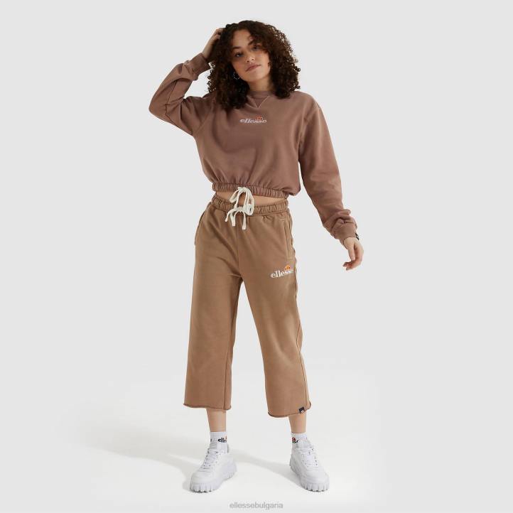 Ellesse Жени изрязан суитшърт в цвят мапс кафяво облекло 80BR170