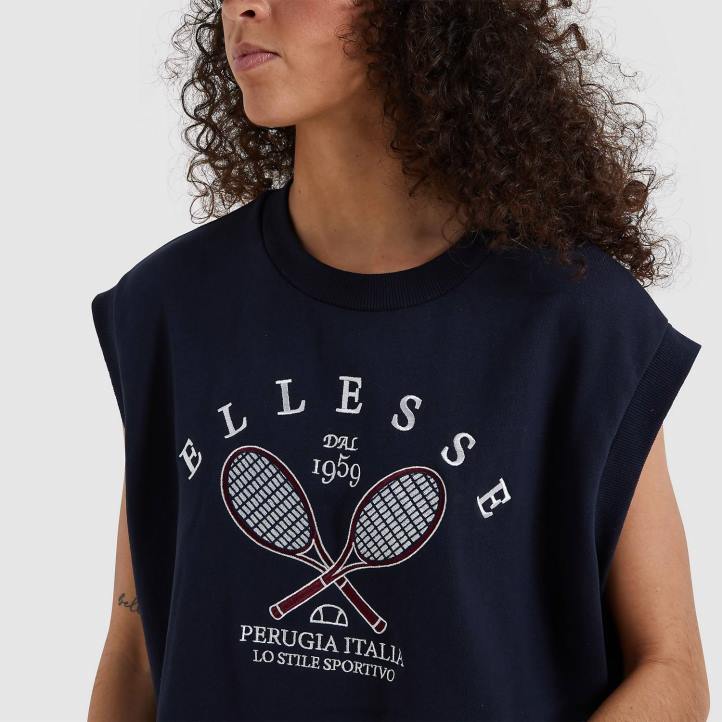Ellesse Жени суичър cher военноморски флот облекло 80BR168