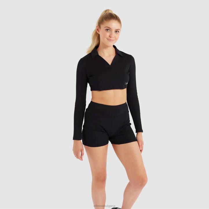 Ellesse Жени изрязана тениска на хари черен облекло 80BR197