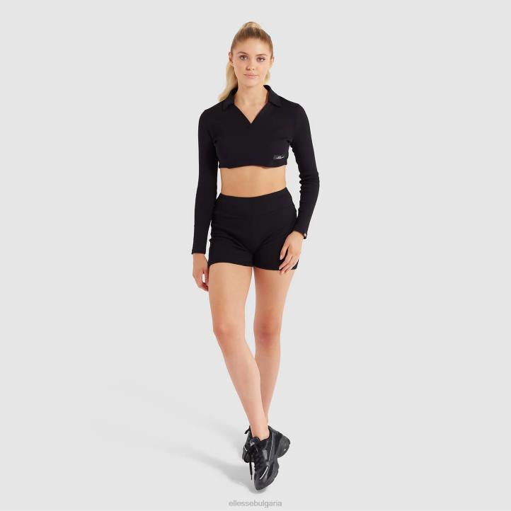 Ellesse Жени изрязана тениска на хари черен облекло 80BR197