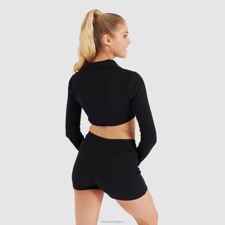Ellesse Жени изрязана тениска на хари черен облекло 80BR197