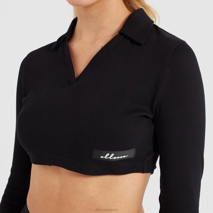 Ellesse Жени изрязана тениска на хари черен облекло 80BR197
