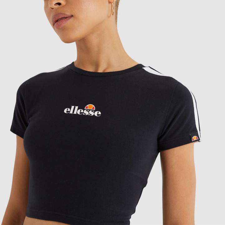 Ellesse Жени латус изрязана тениска черен облекло 80BR206