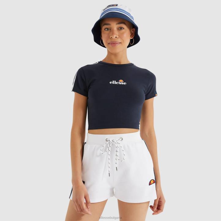 Ellesse Жени латус изрязана тениска военноморски флот облекло 80BR207
