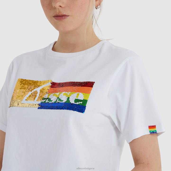 Ellesse Жени изрязана тениска с еднорог бяло облекло 80BR210