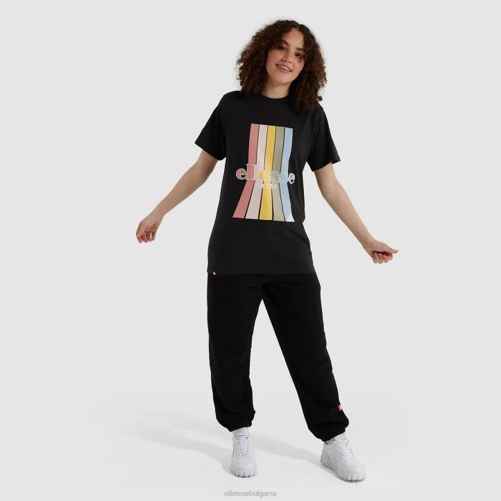 Ellesse Жени лавандула тениска измита черен облекло 80BR218
