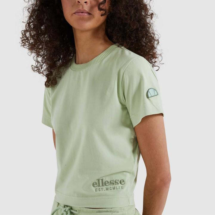 Ellesse Жени капкомерна изрязана тениска светло зелено облекло 80BR545