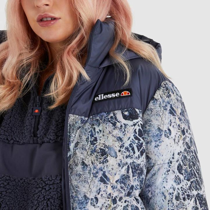 Ellesse Жени сензо подплатено яке военноморски флот облекло 80BR158